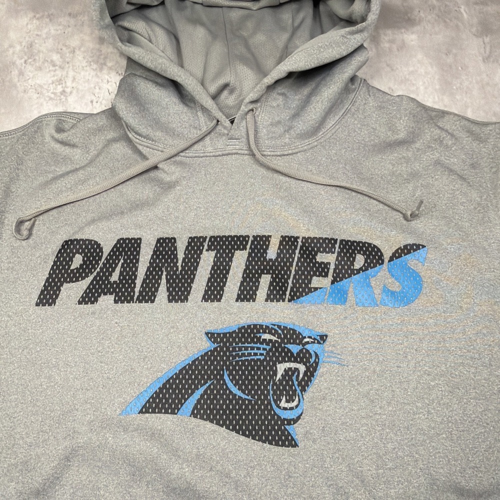 Carolina Panthers Hoodie Mens Medium Gray Nike Therma Fit Sweatshirt NFL - Picture 4 of 6